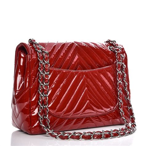 chanel flap red chevron